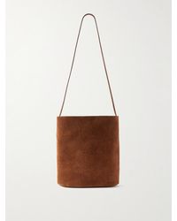 Celine - Logo-embossed Suede Tote Bag - Lyst