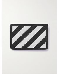Off-White c/o Virgil Abloh - Portacarte in pelle saffiano a righe con logo stampato - Lyst