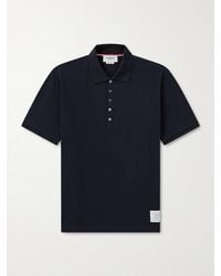 Thom Browne - Logo-appliquéd Striped Cotton-piqué Polo Shirt - Lyst