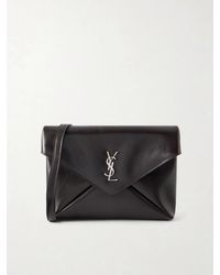 Saint Laurent - Cassandre-Embellished Full-Grain Leather Messenger Bag - Lyst