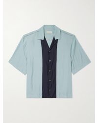 Dries Van Noten - Camp-collar Colour-block Embroidered Satin Shirt - Lyst