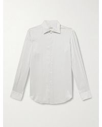 Husbands - Slim-Fit Striped Silk-Poplin Shirt - Lyst