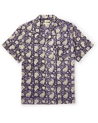 De Bonne Facture - Camp-collar Printed Cotton-gauze Shirt - Lyst