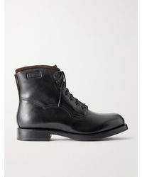 Grenson - Barlow Suede-Trimmed Leather Lace-Up Boots - Lyst