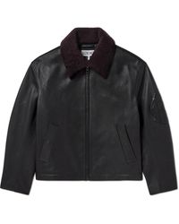 Loewe - Appliquéd Shearling-Trimmed Leather Jacket - Lyst