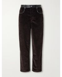 Bottega Veneta - Straight-Leg Leather-Trimmed Cotton-Corduroy Trousers - Lyst