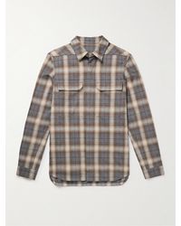 Rick Owens - Webbing-Trimmed Checked Cotton-Flannel Overshirt - Lyst