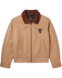 Tod's - Leather-trimmed Wool-blend Bomber Jacket - Lyst