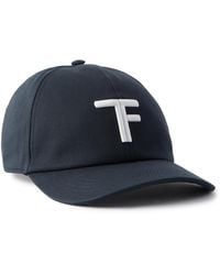 Tom Ford - Logo-Embroidered Leather-Trimmed Cotton-Twill Baseball Cap - Lyst