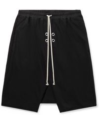 Rick Owens - Pods Straight-leg Eyelet-embellished Cotton-jersey Drawstring Shorts - Lyst