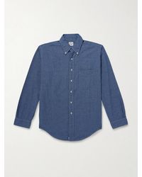 Orslow - Button-Down Collar Checked Cotton-Chambray Shirt - Lyst