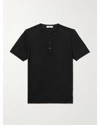 MR P. - Pointelle-Knit Linen And Cotton-Blend Henley T-Shirt - Lyst