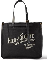 Bleu De Chauffe - Bazar Logo-print Leather-trimmed Cotton-canvas Tote Bag - Lyst