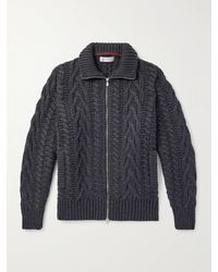 Brunello Cucinelli - Cable-Knit Cashmere Zip-Up Sweater - Lyst