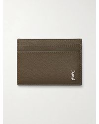 Saint Laurent - Tiny Cassandre Logo-appliquéd Full-grain Leather Cardholder - Lyst