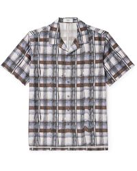 Theory - Lucas Ossendrijver Convertible-collar Checked Silk-blend Shirt - Lyst
