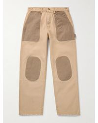 CHERRY LA - Safari Straight-leg Distressed Two-tone Cotton-canvas Trousers - Lyst