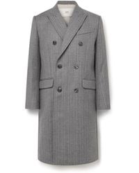Ami Paris - Double-breasted Herringbone Virgin Wool-blend Coat - Lyst