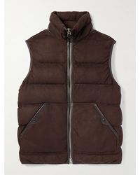 Tom Ford - Slim-fit Quilted Leather-trimmed Suede Down Gilet - Lyst