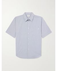 Saint Laurent - Logo-embroidered Striped Cotton-poplin Shirt - Lyst