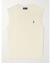 Polo Ralph Lauren - Logo-Embroidered Cable-Knit Cotton Vest - Lyst