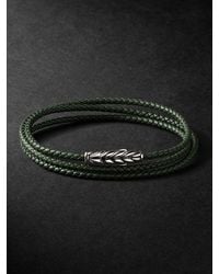 David Yurman - Chevron Braided Leather And Sterling Silver Wrap Bracelet - Lyst