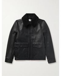 Kingsman - Shearling-trimmed Full-grain Leather Jacket - Lyst