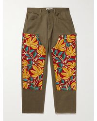 Kartik Research - Embroidered Cotton And Silk-blend Trousers - Lyst