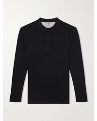 Brunello Cucinelli - Ribbed Cotton And Modal-Blend Jersey Henley T-Shirt - Lyst