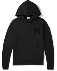 Moncler - Logo-intarsia Wool And Cashmere-blend Hoodie - Lyst