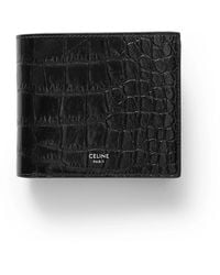 Celine - Logo-Print Croc-Effect Leather Billfold Wallet - Lyst