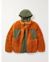 Sacai - Shell-trimmed Wool-blend Fleece Hooded Coat - Lyst