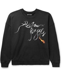 Palm Angels - Foggy Logo-print Cotton-jersey Sweatshirt - Lyst
