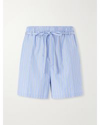 Saint Laurent - Straight-Leg Striped Cotton-Poplin Drawstring Shorts - Lyst
