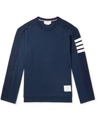 Thom Browne - Logo-appliquéd Striped Cotton-jersey T-shirt - Lyst