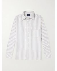 Drake's - Striped Cotton And Linen-Blend Poplin Shirt - Lyst