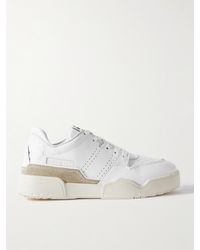 Isabel Marant - Emreeh Distressed Suede-trimmed Leather Sneakers - Lyst