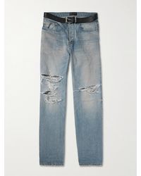 Balenciaga - Gerade geschnittene Jeans aus Selvedge Denim in Distressed-Optik mit Gürtel - Lyst
