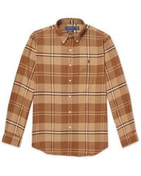 Polo Ralph Lauren - Button-Down Collar Logo-Embroidered Checked Cotton-Blend Twill Shirt - Lyst