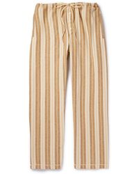 Bode - Straight-leg Striped Cotton Trousers - Lyst