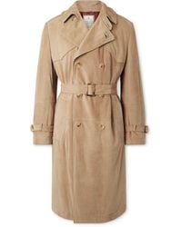 Brunello Cucinelli - Double-Breasted Belted Padded Suede Trench Coat - Lyst