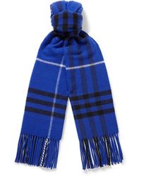 Burberry - Fringed Checked Wool And Cashmere-blend Scarf - Lyst