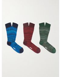Missoni - Three-pack Crochet-knit Cotton-blend Socks - Lyst
