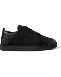Christian Louboutin - Suede-trimmed Leather And Mesh Sneakers - Lyst