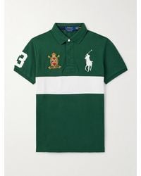 Polo Ralph Lauren - Logo-Embroidered Appliquéd Striped Cotton-Piqué Polo Shirt - Lyst