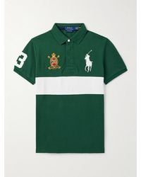 Polo Ralph Lauren - Logo-Embroidered Appliquéd Striped Cotton-Piqué Polo Shirt - Lyst