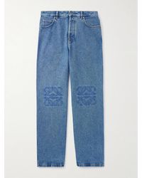 Loewe - Jeans A Gamba Larga Con Logo Ricamato Anagram - Lyst