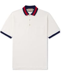 Gucci - Logo-embroidered Cotton-blend Piqué Polo Shirt - Lyst