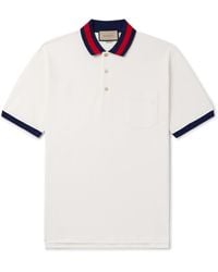Gucci - Web Collar Polo Shirt - Lyst