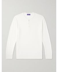 Ralph Lauren Purple Label - Waffle-knit Cotton And Silk-blend T-shirt - Lyst